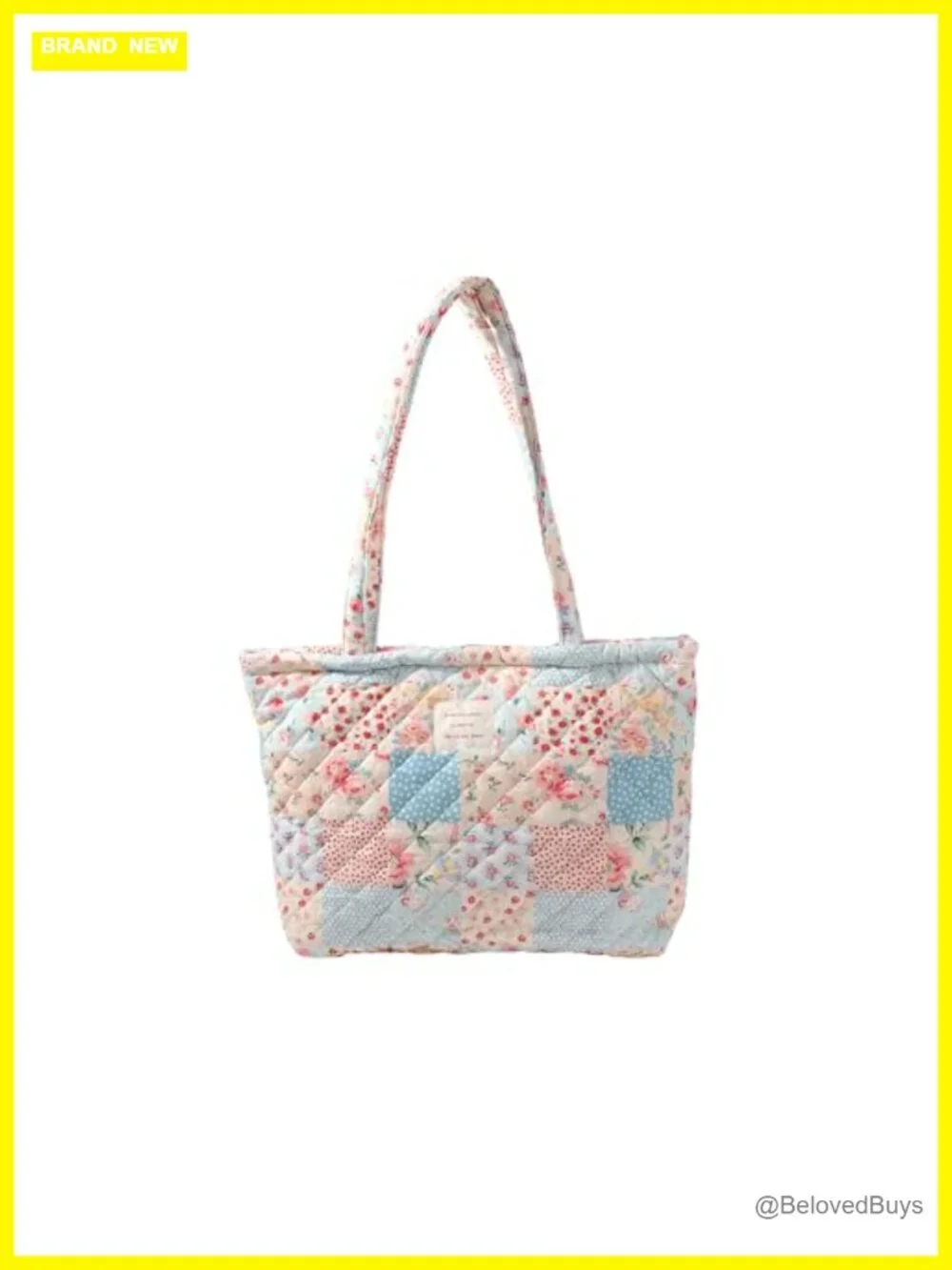 Floral Quilted Cotton Shoulder Bag Medium Tote for Women Daily Use